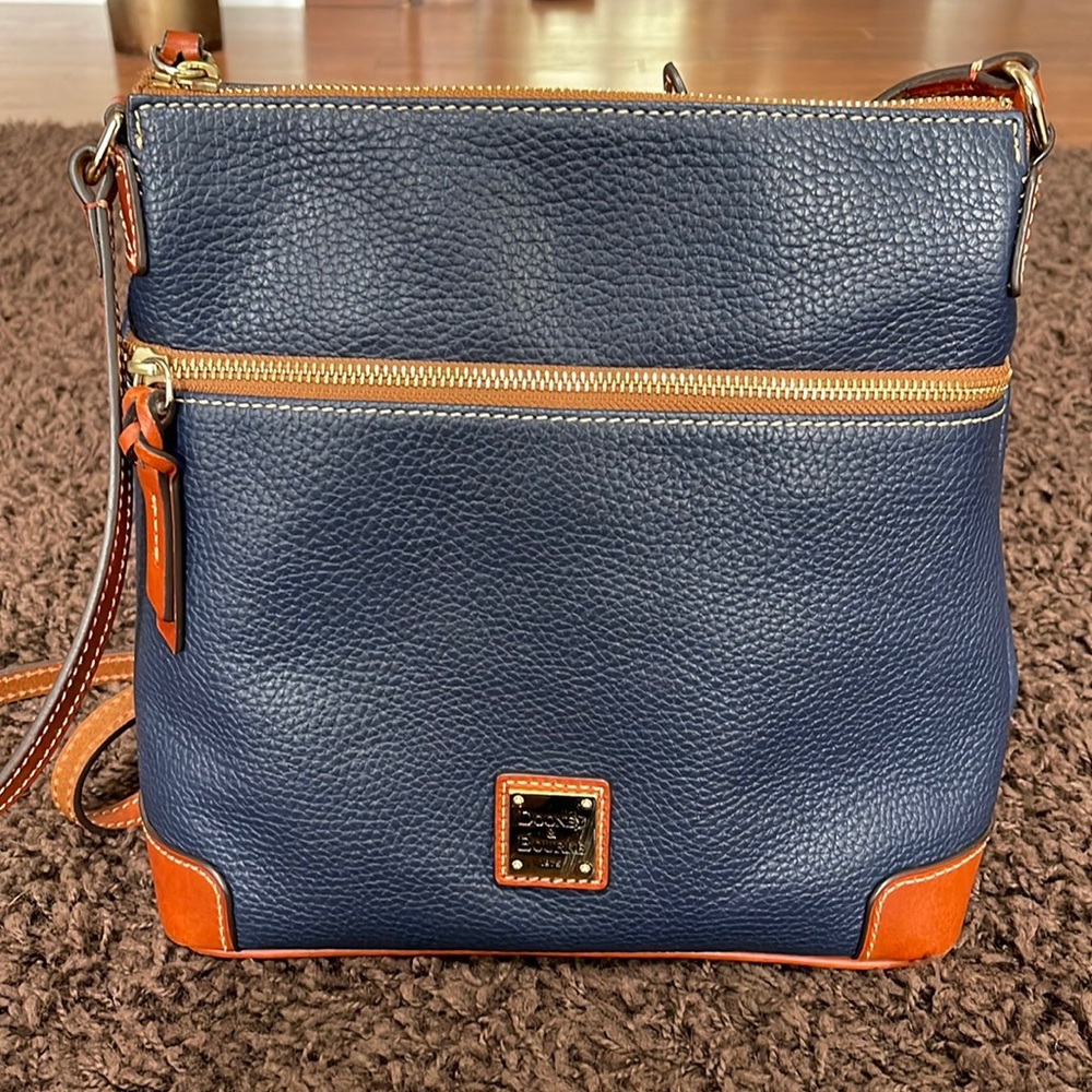 Dooney & Bourke Blue Pebble-grain Leather Crossbody